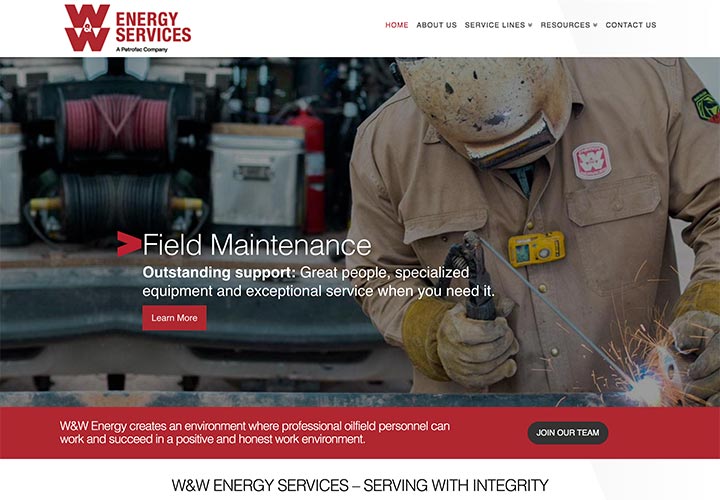 oil gas website design